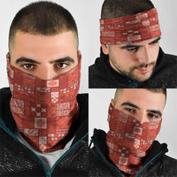 Vintage Hawaiian Quilting Patterns Neck Gaiter Red Style Tribal Fabric Patchwork - Polynesian Pride
