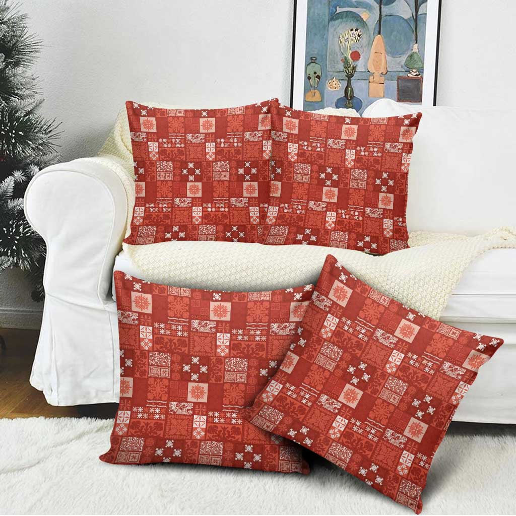 Vintage Hawaiian Quilting Patterns Pillow Cover Red Style Tribal Fabric Patchwork - Polynesian Pride