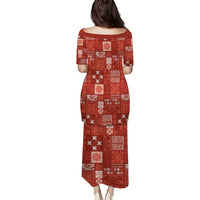 Vintage Hawaiian Quilting Patterns Puletasi Red Style Tribal Fabric Patchwork - Polynesian Pride