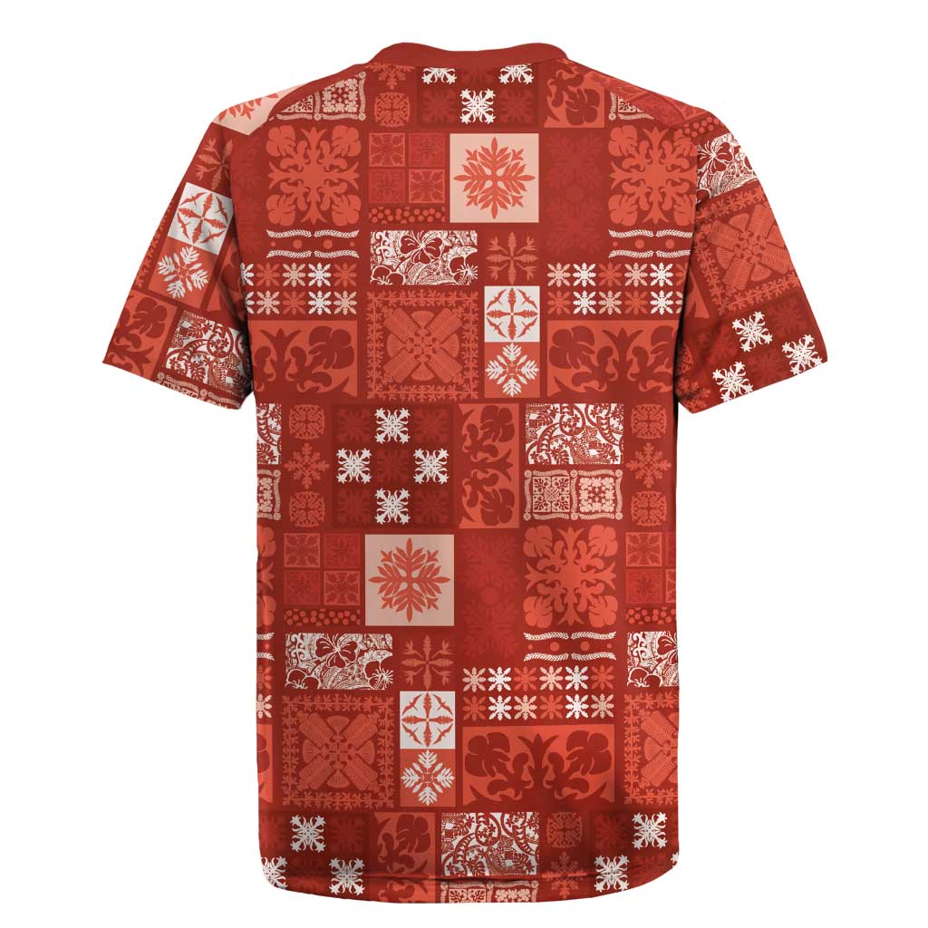 Vintage Hawaiian Quilting Patterns Rugby Jersey Red Style Tribal Fabric Patchwork - Polynesian Pride