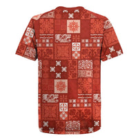 Vintage Hawaiian Quilting Patterns Rugby Jersey Red Style Tribal Fabric Patchwork - Polynesian Pride