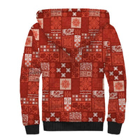 Vintage Hawaiian Quilting Patterns Sherpa Hoodie Red Style Tribal Fabric Patchwork LT9 - Polynesian Pride