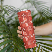 Vintage Hawaiian Quilting Patterns Skinny Tumbler Red Style Tribal Fabric Patchwork - Polynesian Pride