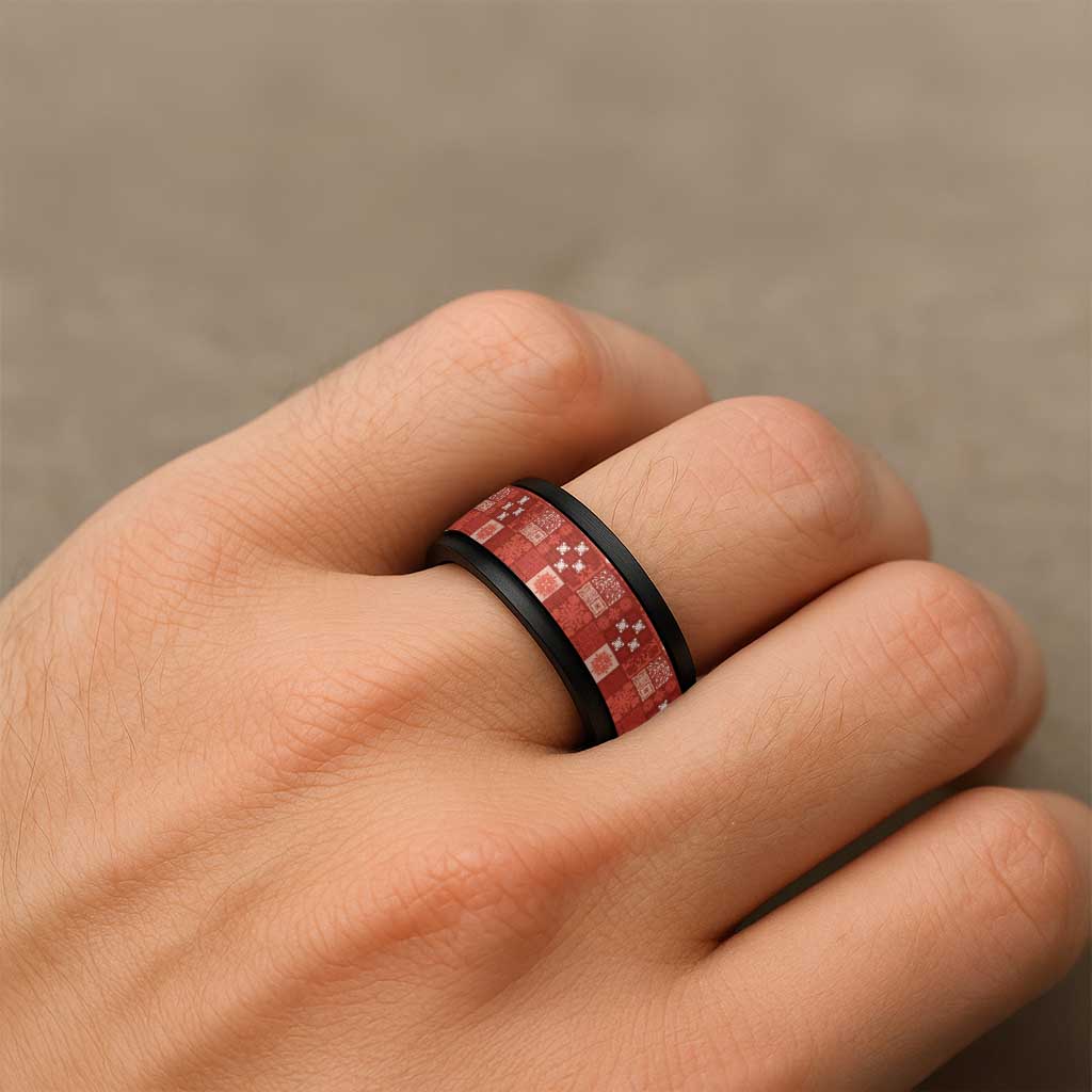 Vintage Hawaiian Quilting Patterns Spinner Ring Red Style Tribal Fabric Patchwork - Polynesian Pride