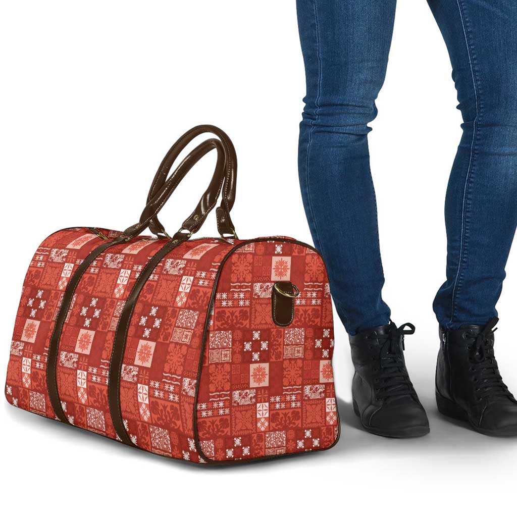 Vintage Hawaiian Quilting Patterns Travel Bag Red Style Tribal Fabric Patchwork - Polynesian Pride