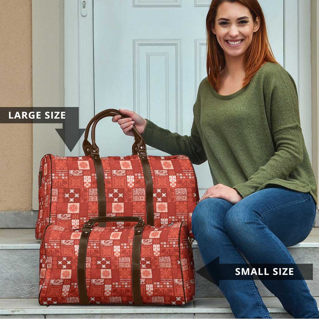Vintage Hawaiian Quilting Patterns Travel Bag Red Style Tribal Fabric Patchwork - Polynesian Pride