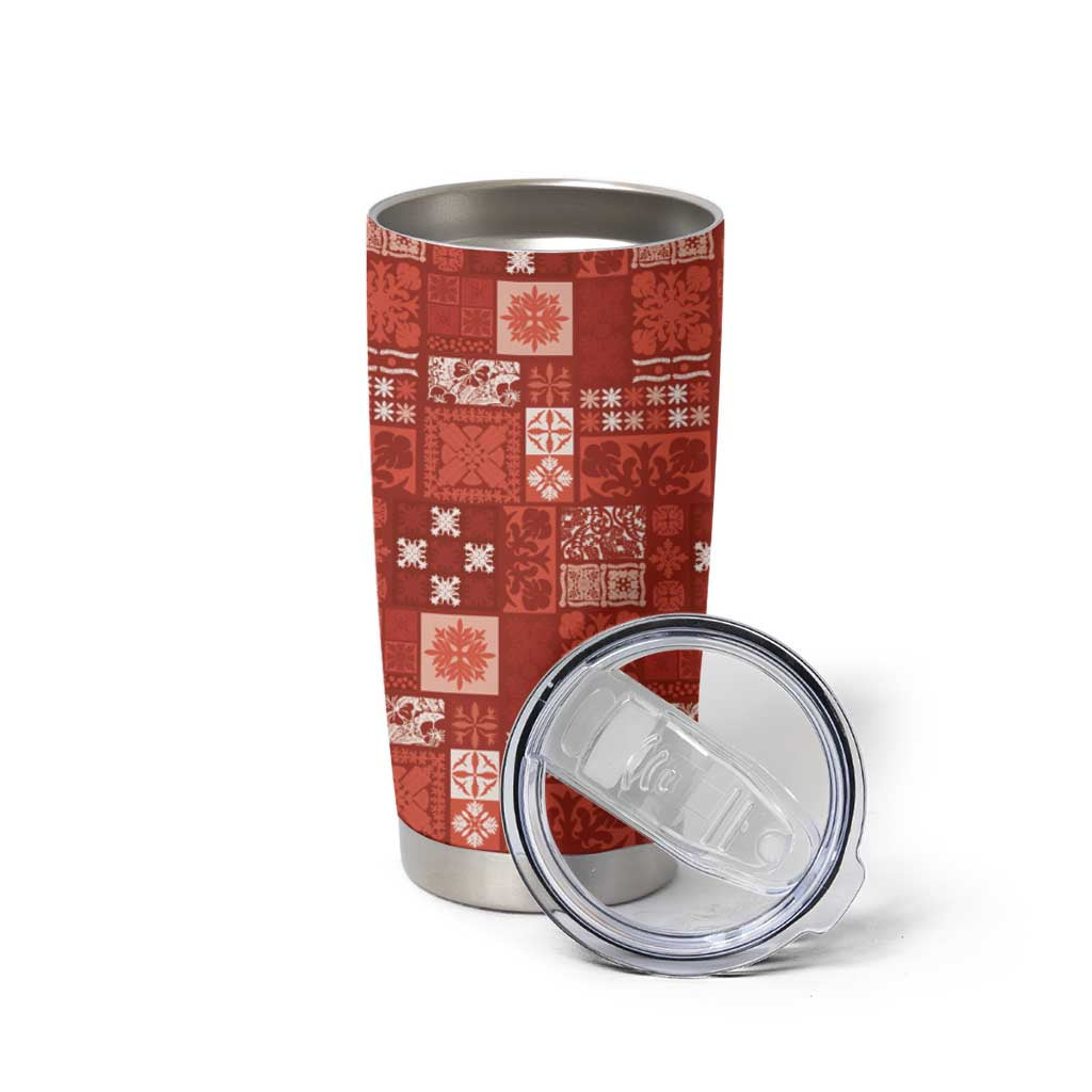 Vintage Hawaiian Quilting Patterns Tumbler Cup Red Style Tribal Fabric Patchwork - Polynesian Pride