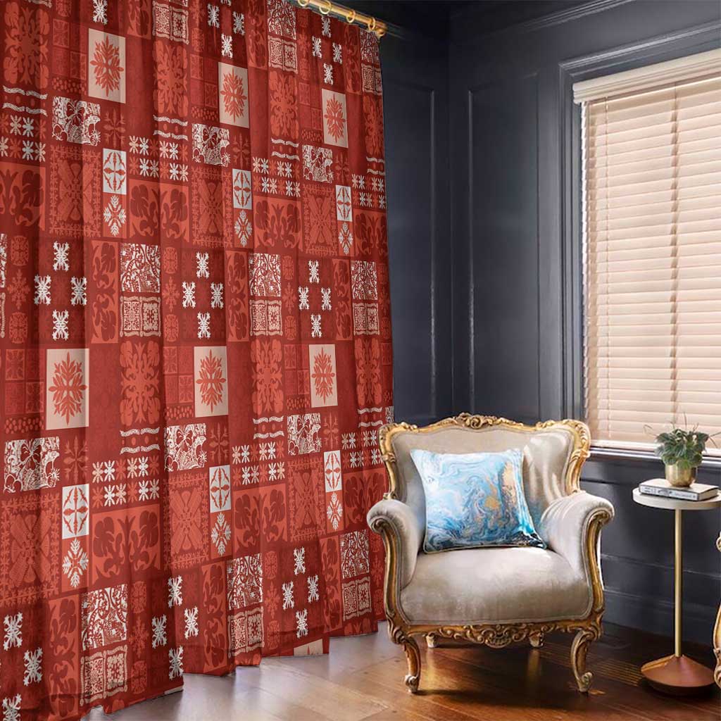 Vintage Hawaiian Quilting Patterns Window Curtain Red Style Tribal Fabric Patchwork - Polynesian Pride