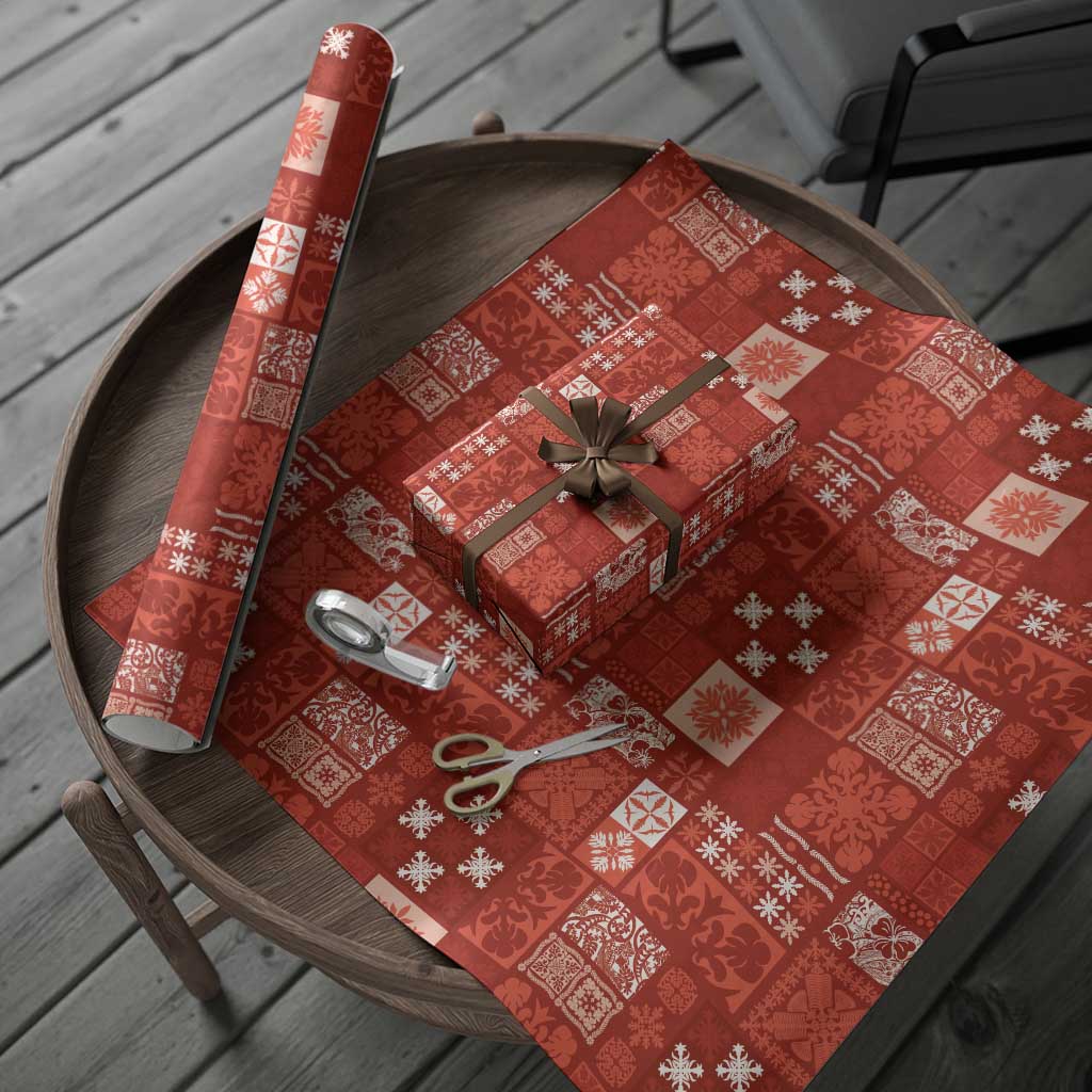 Vintage Hawaiian Quilting Patterns Wrapping Paper Red Style Tribal Fabric Patchwork - Polynesian Pride