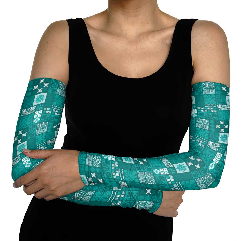 Vintage Hawaiian Quilting Patterns Arm Sleeves Turquoise Style Tribal Fabric Patchwork - Polynesian Pride