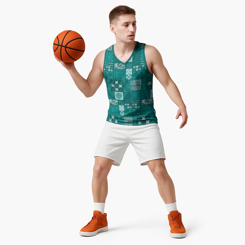 Vintage Hawaiian Quilting Patterns Basketball Jersey Turquoise Style Tribal Fabric Patchwork - Polynesian Pride