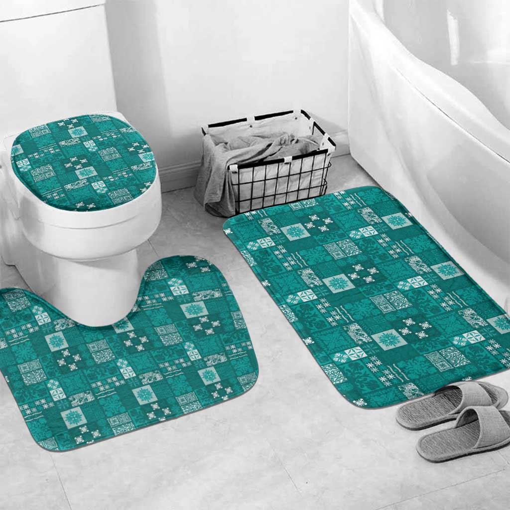 Vintage Hawaiian Quilting Patterns Bathroom Set Turquoise Style Tribal Fabric Patchwork - Polynesian Pride