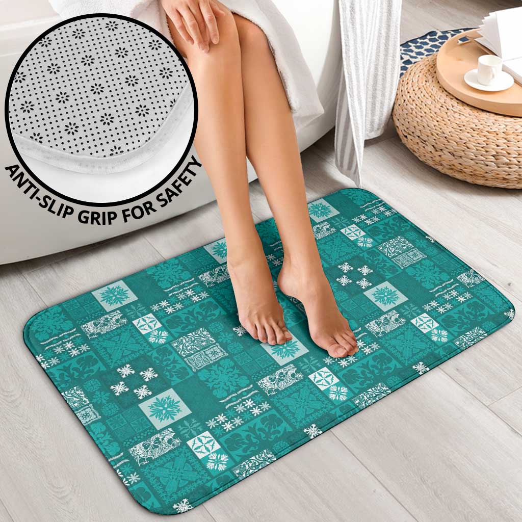 Vintage Hawaiian Quilting Patterns Bathroom Set Turquoise Style Tribal Fabric Patchwork - Polynesian Pride