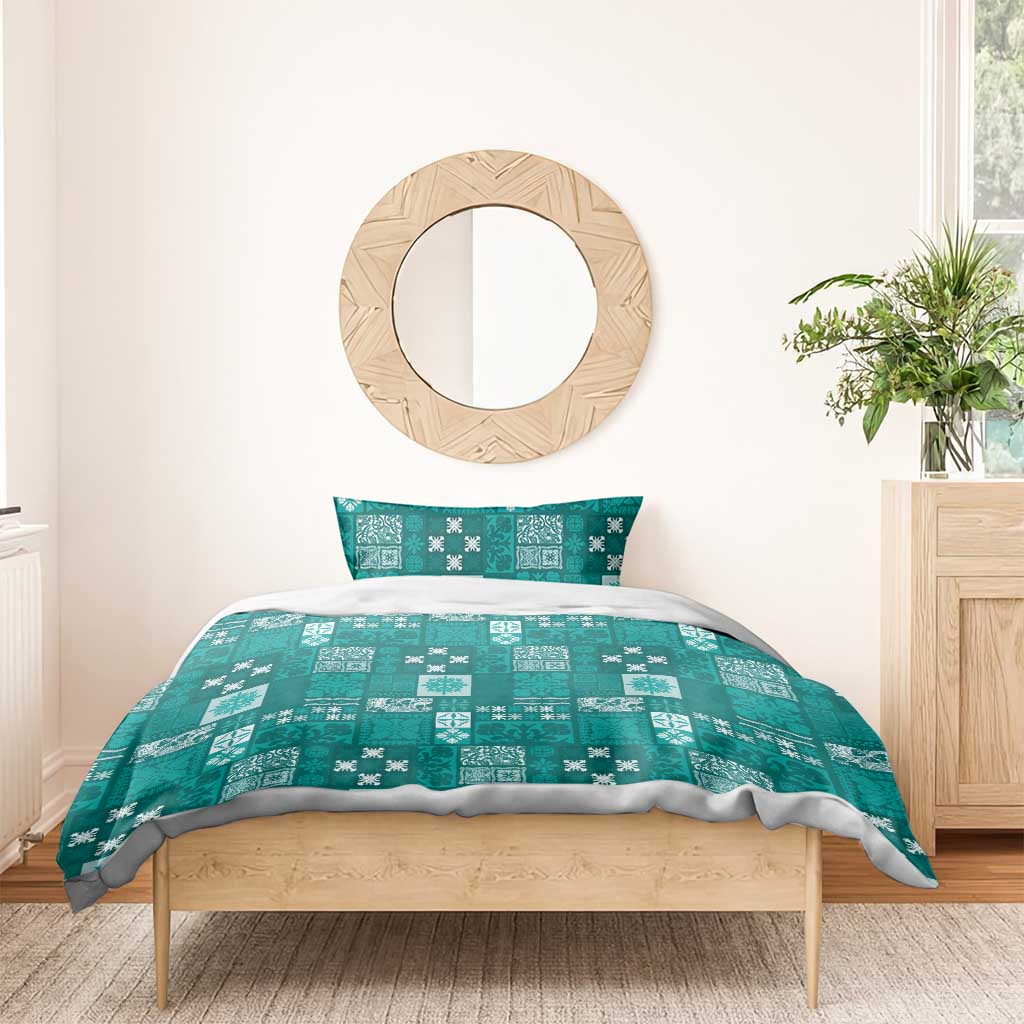 Vintage Hawaiian Quilting Patterns Bedding Set Turquoise Style Tribal Fabric Patchwork - Polynesian Pride