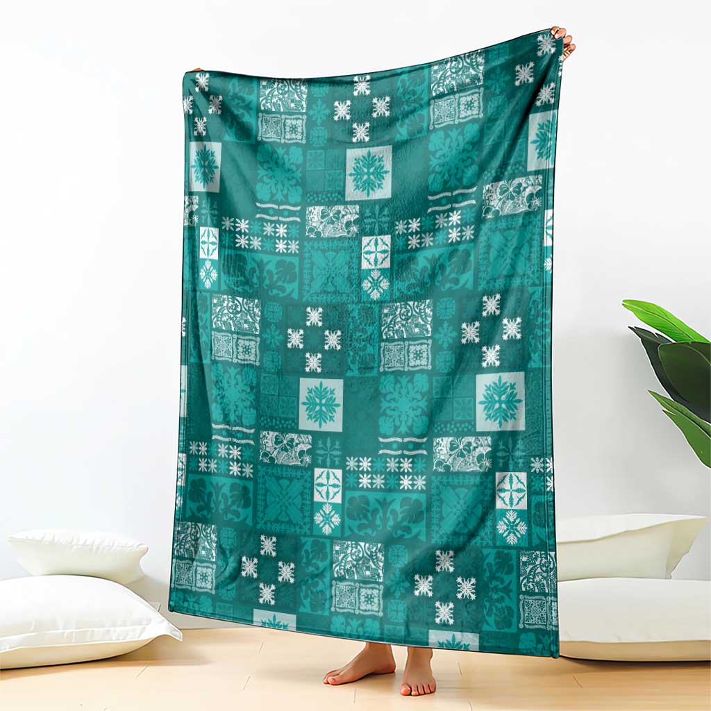 Vintage Hawaiian Quilting Patterns Blanket Turquoise Style Tribal Fabric Patchwork - Polynesian Pride