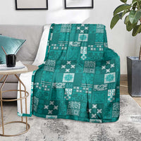 Vintage Hawaiian Quilting Patterns Blanket Turquoise Style Tribal Fabric Patchwork - Polynesian Pride