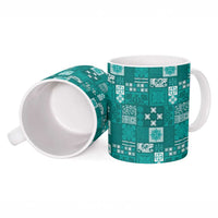 Vintage Hawaiian Quilting Patterns Ceramic Mug Turquoise Style Tribal Fabric Patchwork - Polynesian Pride