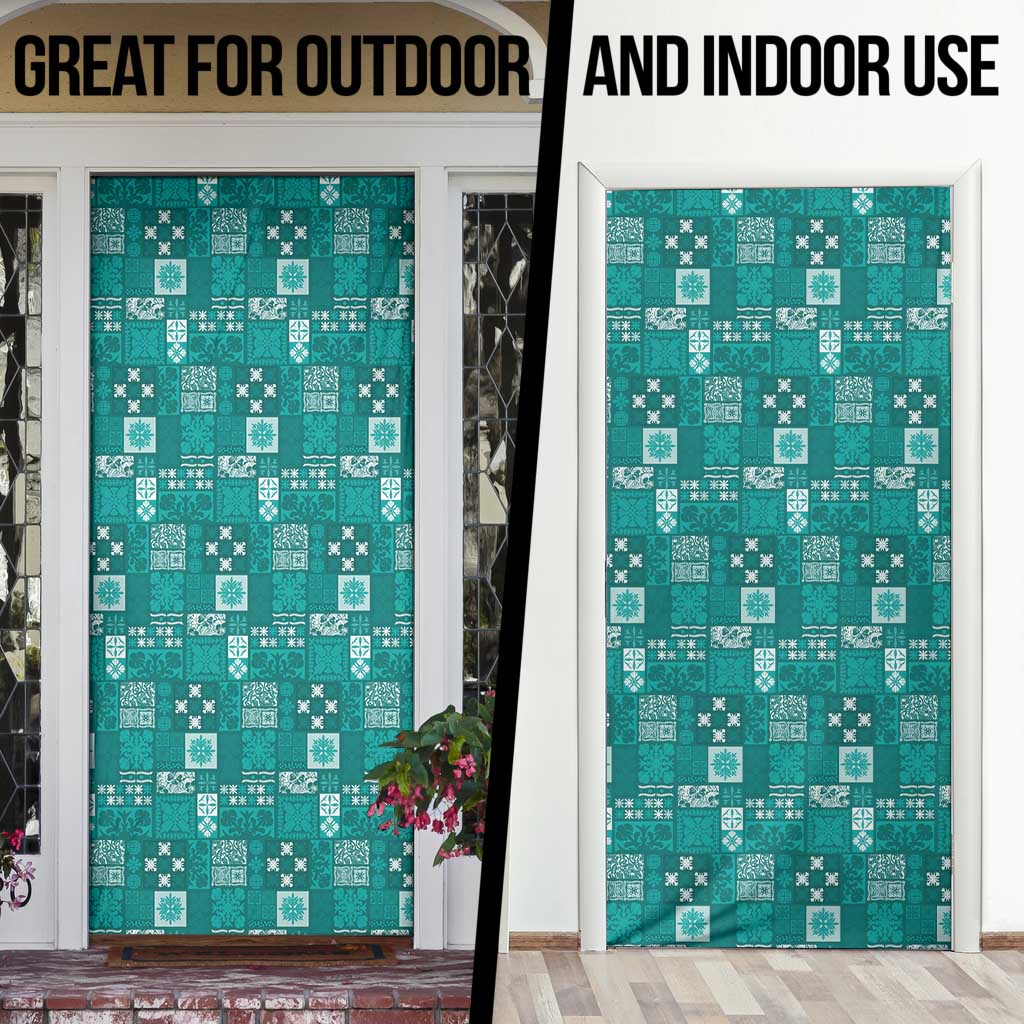 Vintage Hawaiian Quilting Patterns Door Cover Turquoise Style Tribal Fabric Patchwork - Polynesian Pride