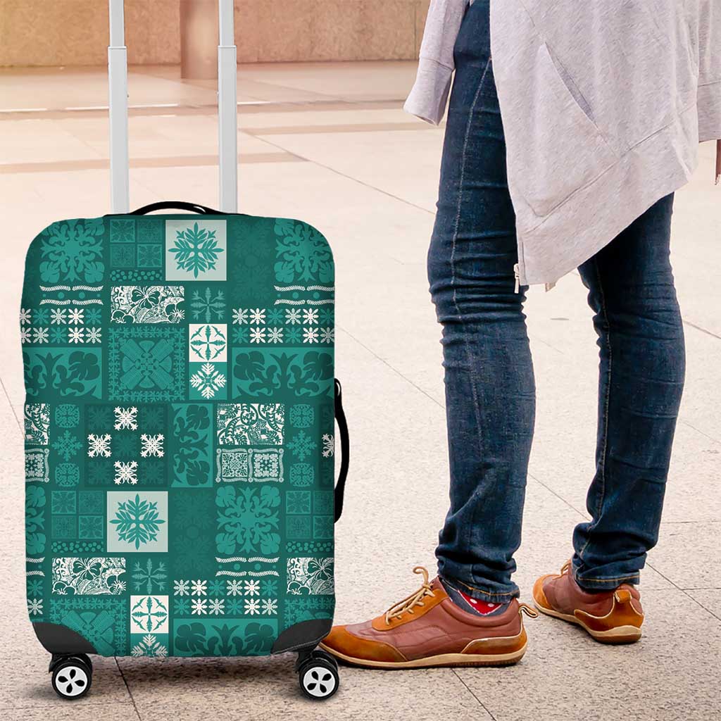 Vintage Hawaiian Quilting Patterns Luggage Cover Turquoise Style Tribal Fabric Patchwork - Polynesian Pride