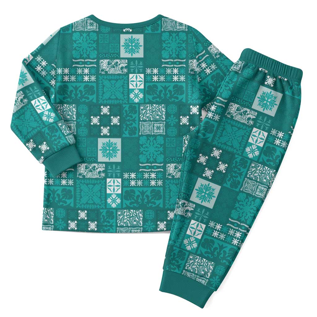 Vintage Hawaiian Quilting Patterns Christmas Pajama Set Turquoise Style Tribal Fabric Patchwork LT9 - Polynesian Pride