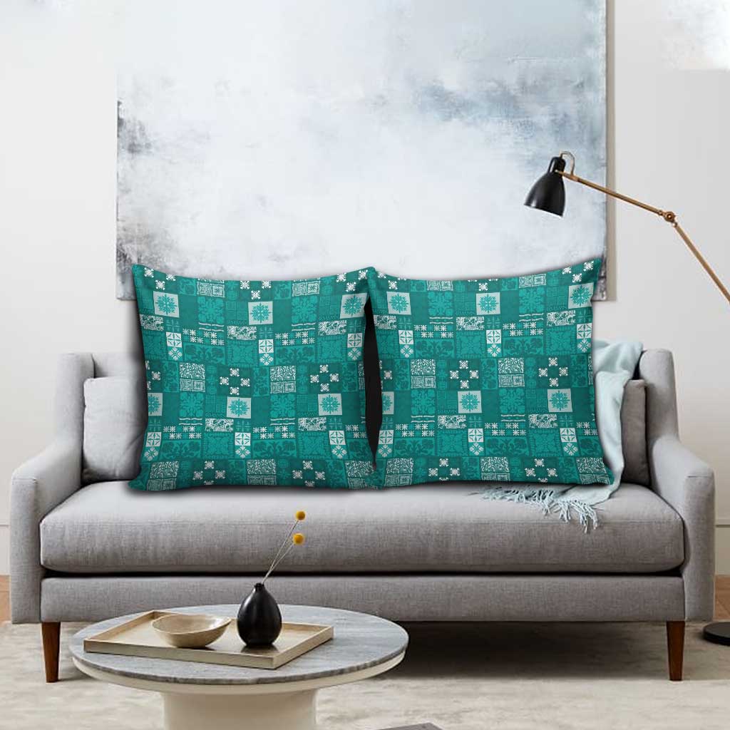 Vintage Hawaiian Quilting Patterns Pillow Cover Turquoise Style Tribal Fabric Patchwork - Polynesian Pride