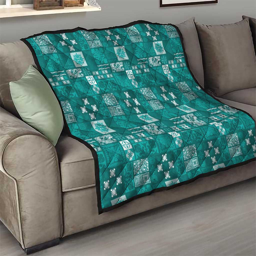 Vintage Hawaiian Quilting Patterns Quilt Turquoise Style Tribal Fabric Patchwork - Polynesian Pride