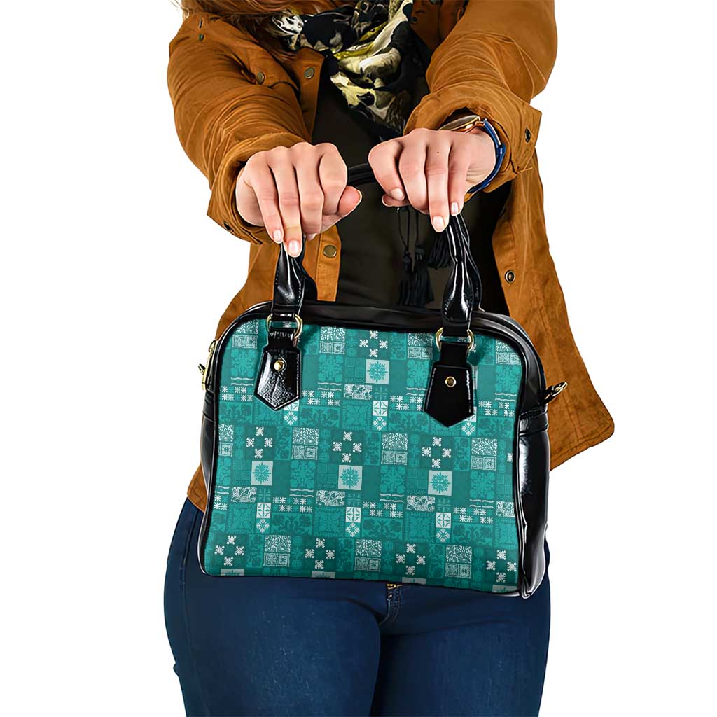 Vintage Hawaiian Quilting Patterns Shoulder Handbag Turquoise Style Tribal Fabric Patchwork - Polynesian Pride