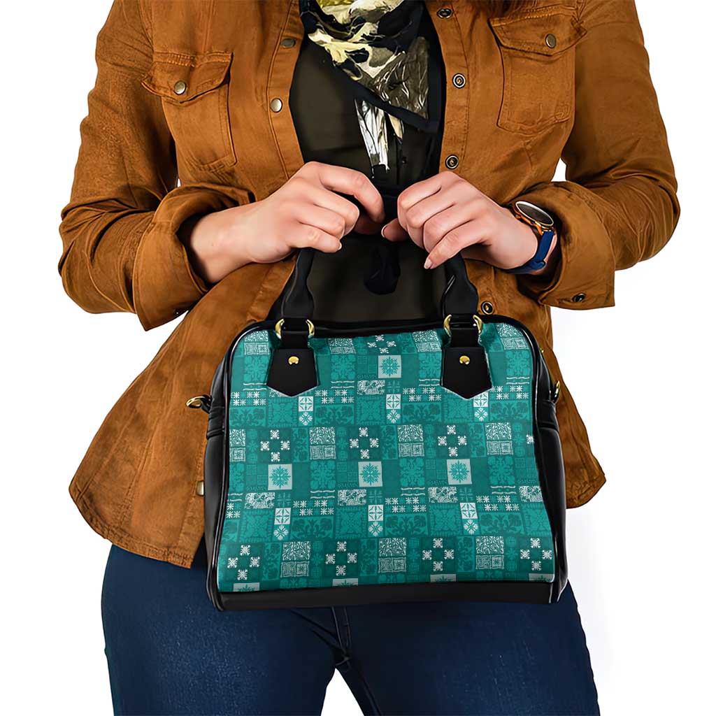 Vintage Hawaiian Quilting Patterns Shoulder Handbag Turquoise Style Tribal Fabric Patchwork - Polynesian Pride