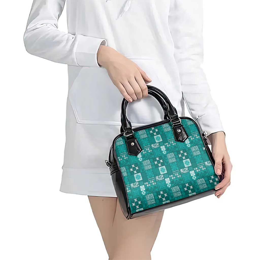 Vintage Hawaiian Quilting Patterns Shoulder Handbag Turquoise Style Tribal Fabric Patchwork - Polynesian Pride
