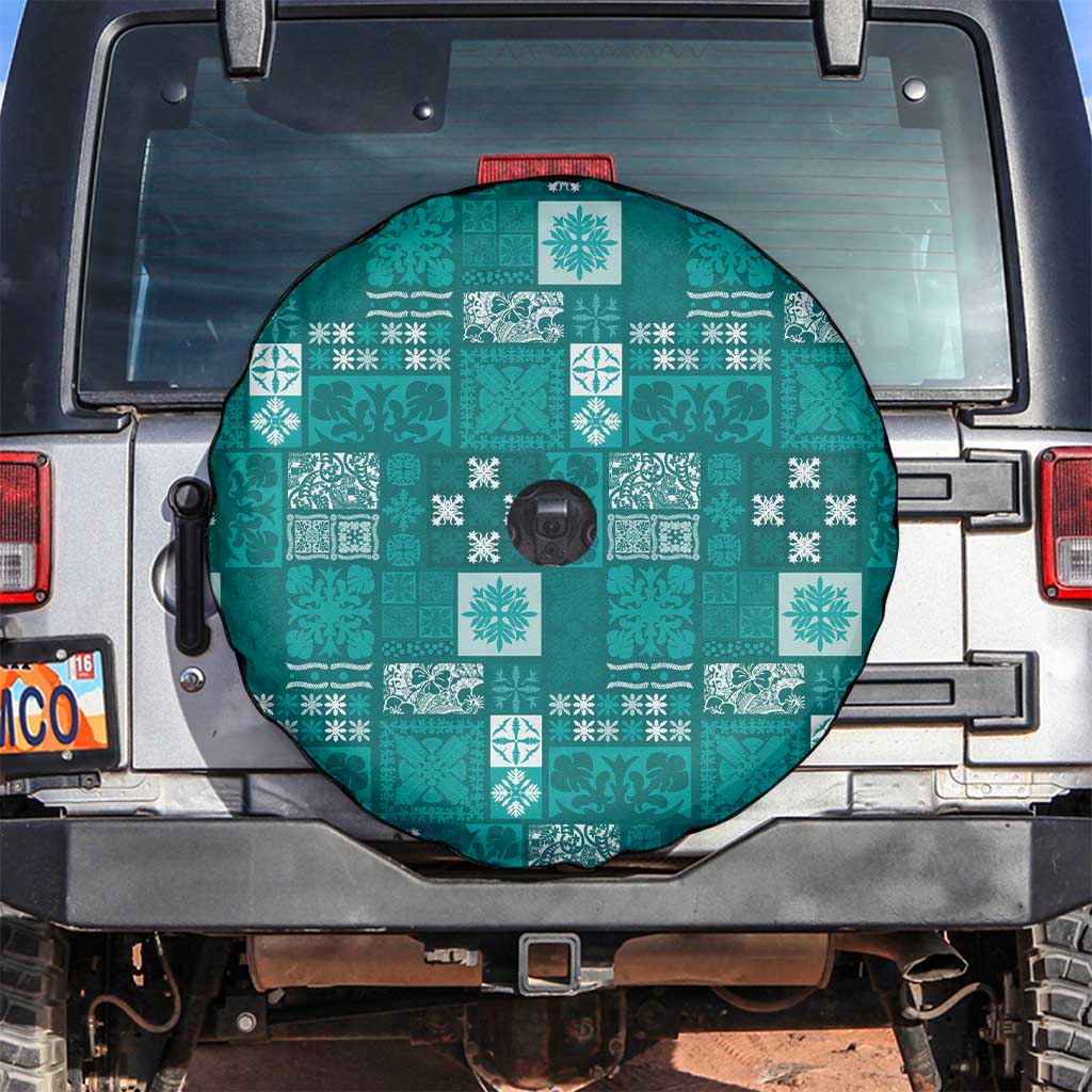 Vintage Hawaiian Quilting Patterns Spare Tire Cover Turquoise Style Tribal Fabric Patchwork LT9 Turquoise - Polynesian Pride