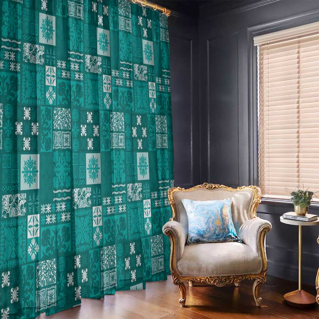 Vintage Hawaiian Quilting Patterns Window Curtain Turquoise Style Tribal Fabric Patchwork - Polynesian Pride