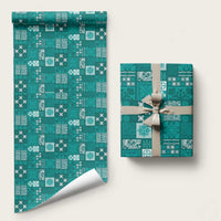 Vintage Hawaiian Quilting Patterns Wrapping Paper Turquoise Style Tribal Fabric Patchwork - Polynesian Pride