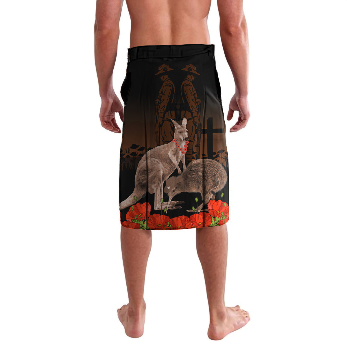 Kangaroo and Kiwi Bird ANZAC Day Custom Lavalava Soldier Style LT9 - Polynesian Pride