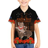 Koala and Kiwi Bird ANZAC Day Custom Family Matching Off Shoulder Long Sleeve Dress and Hawaiian Shirt Soldier Style LT9 Son's Shirt Black - Polynesian Pride