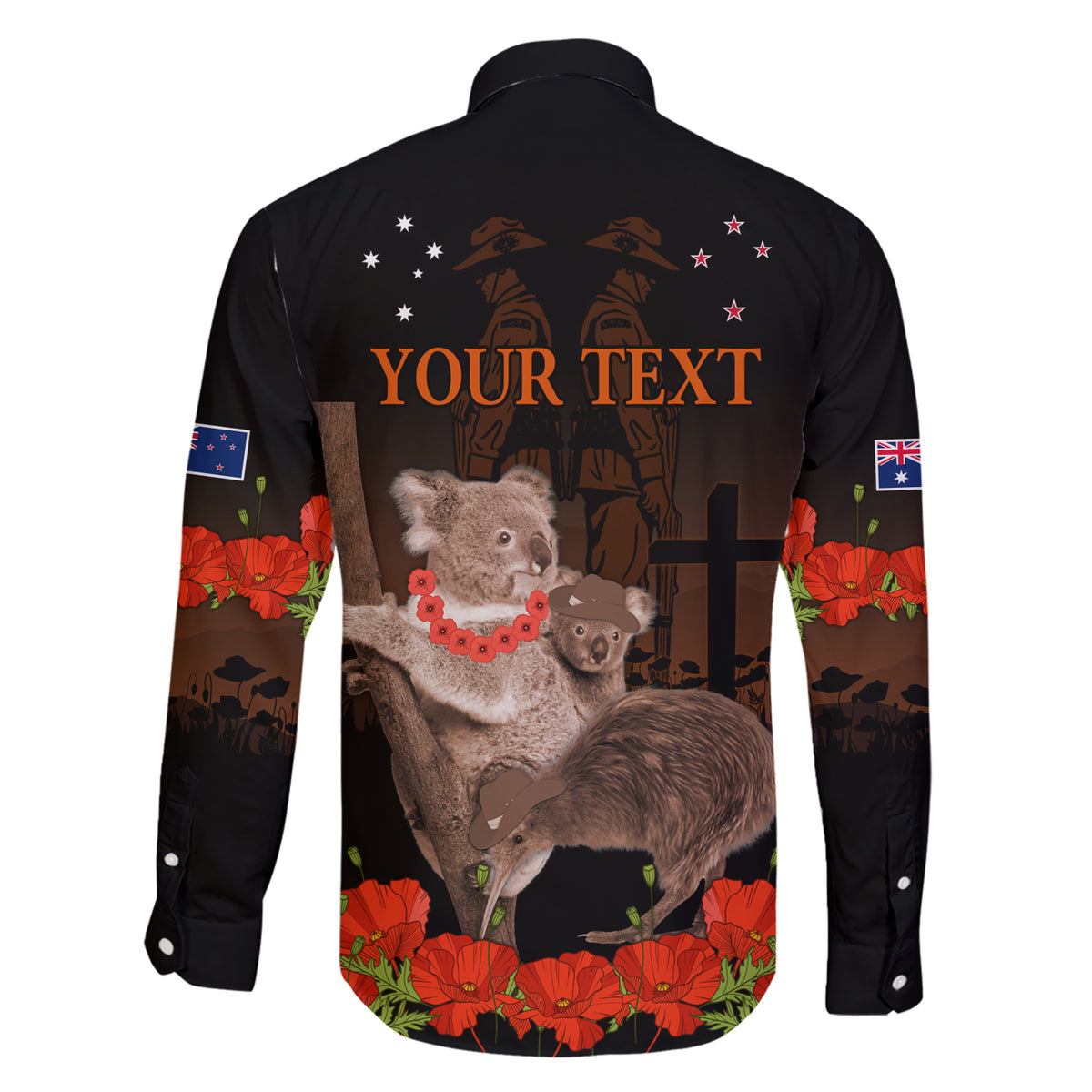 Koala and Kiwi Bird ANZAC Day Custom Family Matching Short Sleeve Bodycon Dress and Hawaiian Shirt Soldier Style LT9 - Polynesian Pride
