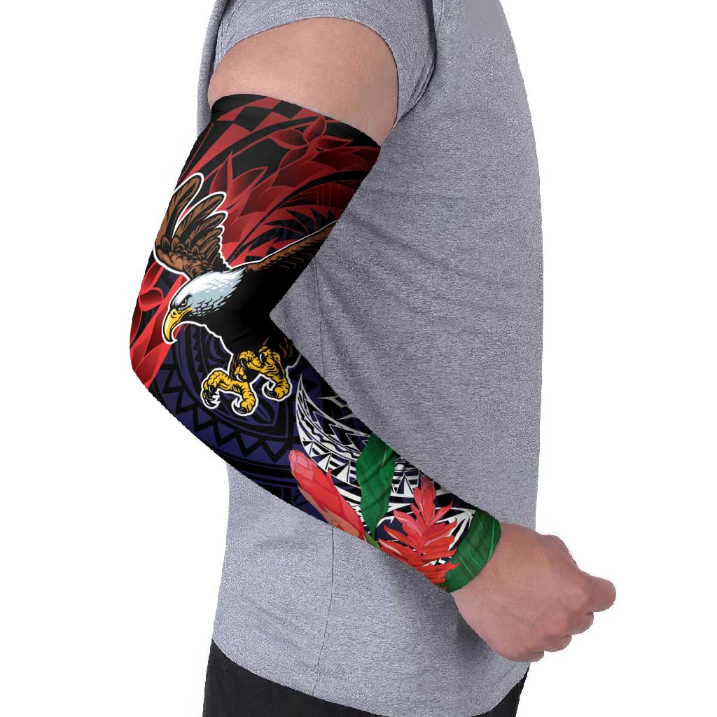 American Samoa Bald Eagle Personalized Arm Sleeves Samoa Muamua Le Atua - Polynesian Pride