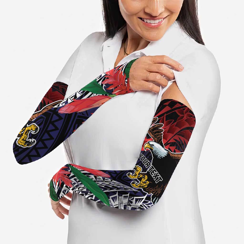 American Samoa Bald Eagle Personalized Arm Sleeves Samoa Muamua Le Atua - Polynesian Pride