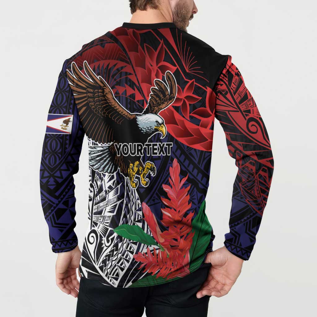 American Samoa Bald Eagle Personalized Button Sweatshirt Samoa Muamua Le Atua