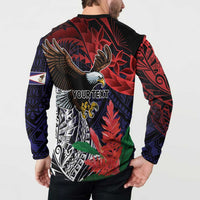 American Samoa Bald Eagle Personalized Button Sweatshirt Samoa Muamua Le Atua