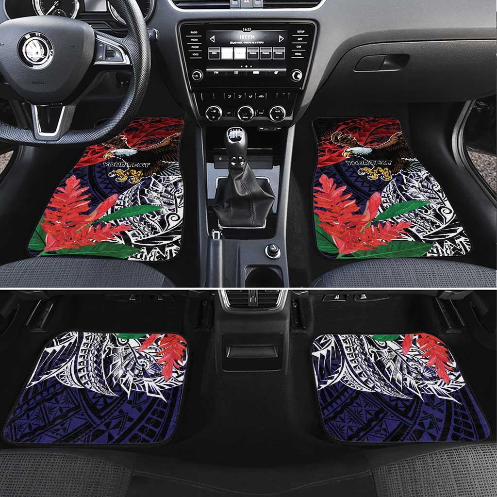 American Samoa Bald Eagle Personalized Car Mats Samoa Muamua Le Atua LT9 Set 4pcs Blue - Polynesian Pride