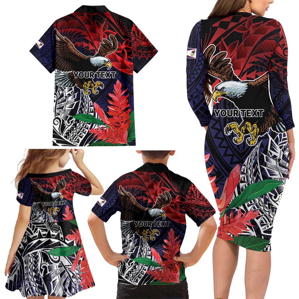 American Samoa Bald Eagle Personalized Family Matching Long Sleeve Bodycon Dress and Hawaiian Shirt Samoa Muamua Le Atua LT9 - Polynesian Pride