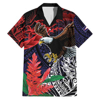 American Samoa Bald Eagle Personalized Family Matching Mermaid Dress and Hawaiian Shirt Samoa Muamua Le Atua LT9 Dad's Shirt - Short Sleeve Blue - Polynesian Pride