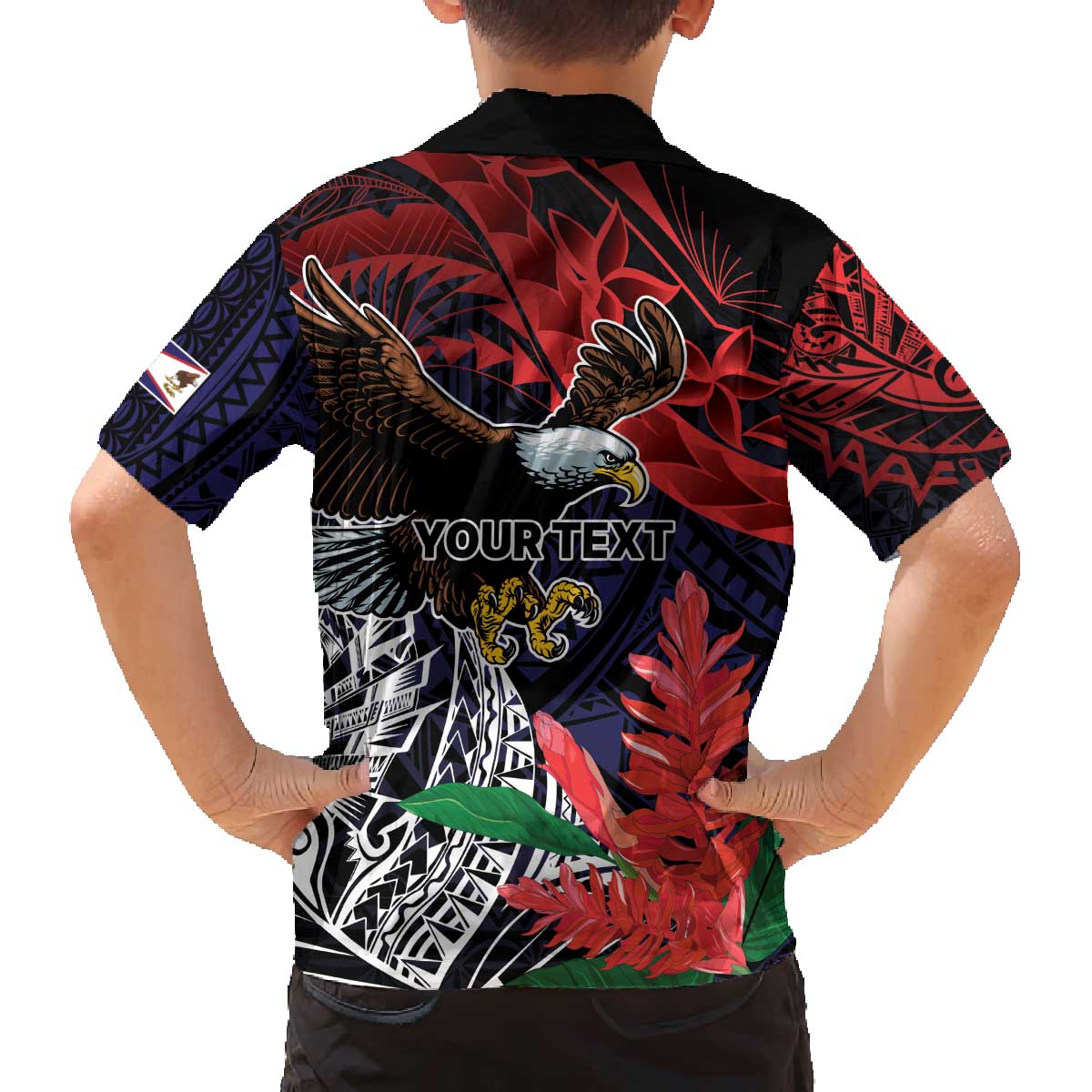 American Samoa Bald Eagle Personalized Family Matching Off The Shoulder Long Sleeve Dress and Hawaiian Shirt Samoa Muamua Le Atua LT9 - Polynesian Pride