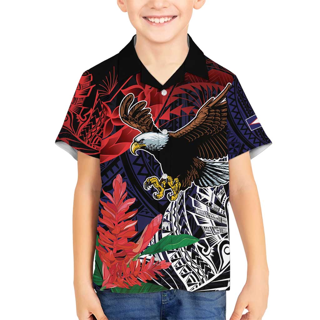 American Samoa Bald Eagle Personalized Family Matching Puletasi and Hawaiian Shirt Samoa Muamua Le Atua