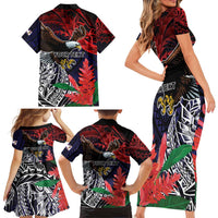 American Samoa Bald Eagle Personalized Family Matching Short Sleeve Bodycon Dress and Hawaiian Shirt Samoa Muamua Le Atua LT9 - Polynesian Pride