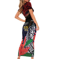 American Samoa Bald Eagle Personalized Family Matching Short Sleeve Bodycon Dress and Hawaiian Shirt Samoa Muamua Le Atua LT9 - Polynesian Pride