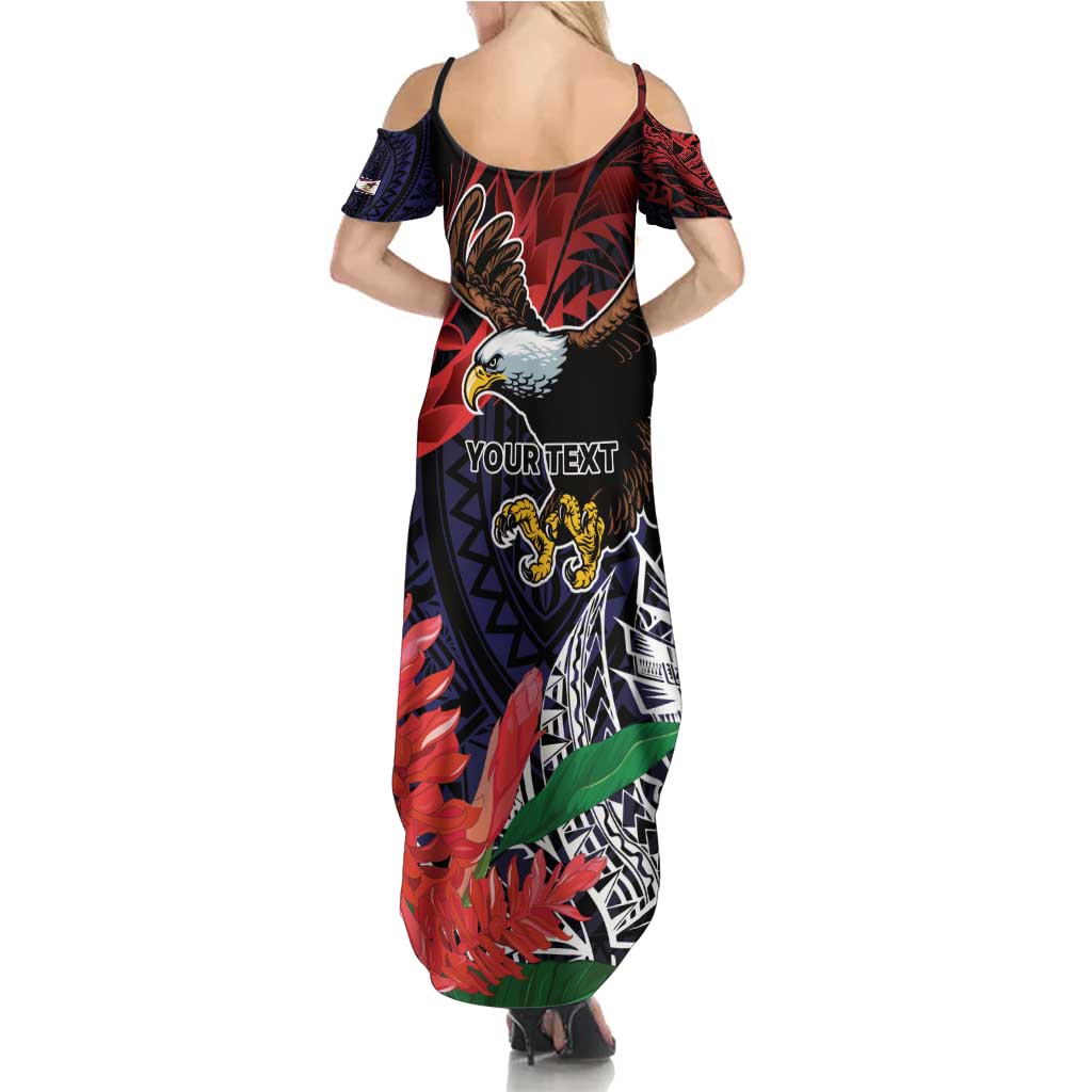 American Samoa Bald Eagle Personalized Family Matching Summer Maxi Dress and Hawaiian Shirt Samoa Muamua Le Atua