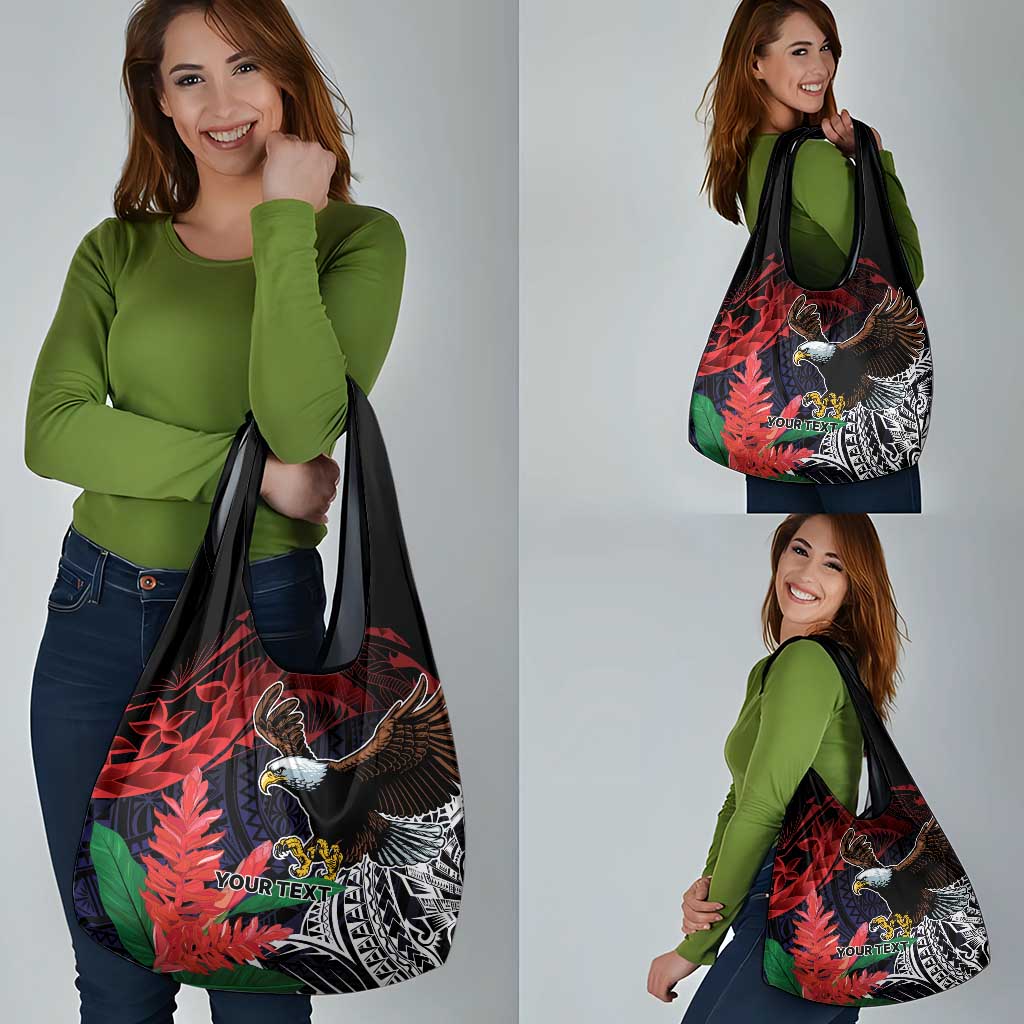 American Samoa Bald Eagle Personalized Grocery Bag Samoa Muamua Le Atua