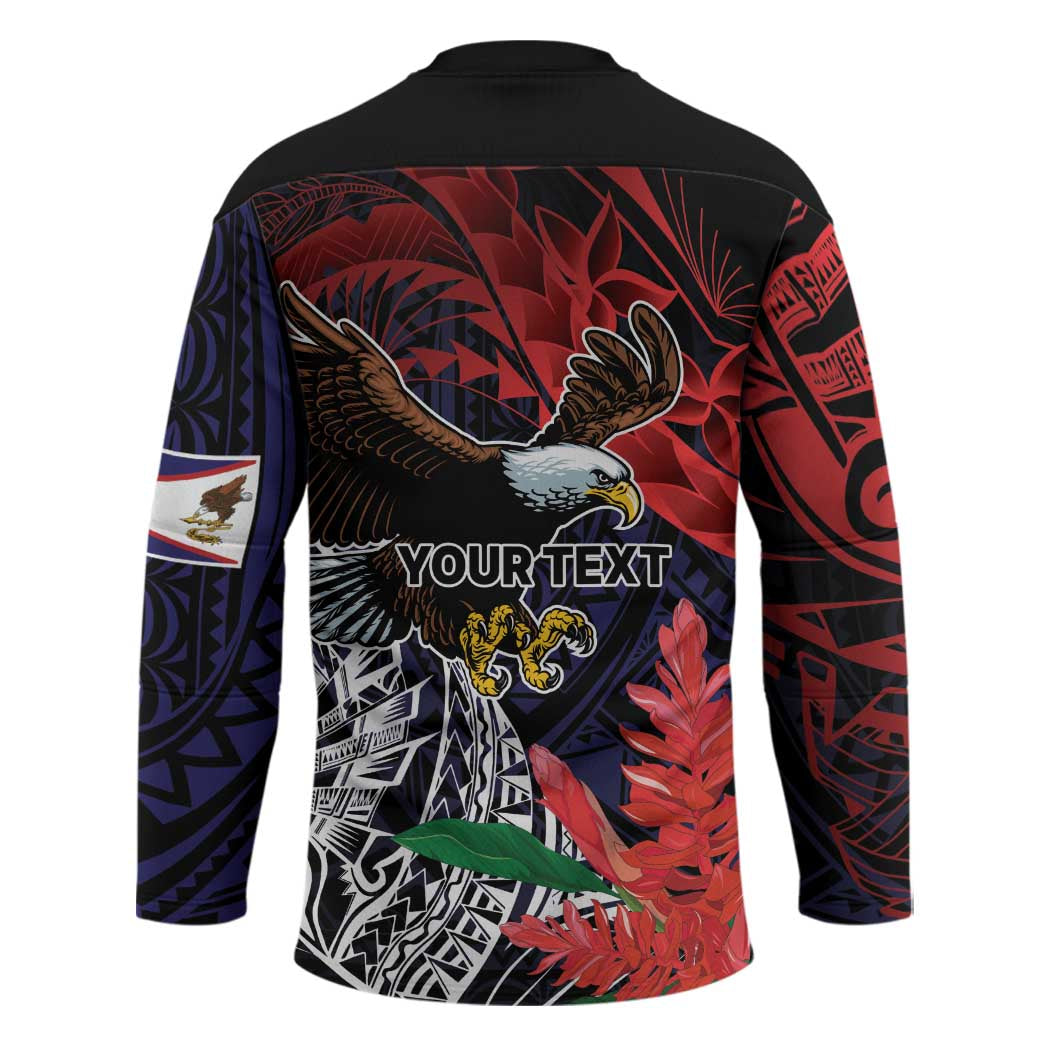 American Samoa Bald Eagle Personalized Hockey Jersey Samoa Muamua Le Atua - Polynesian Pride