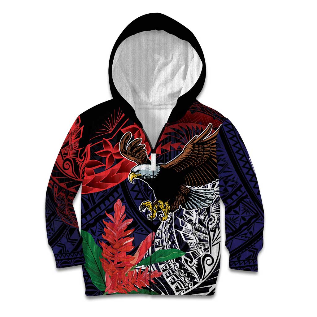 American Samoa Bald Eagle Personalized Kid Hoodie Samoa Muamua Le Atua